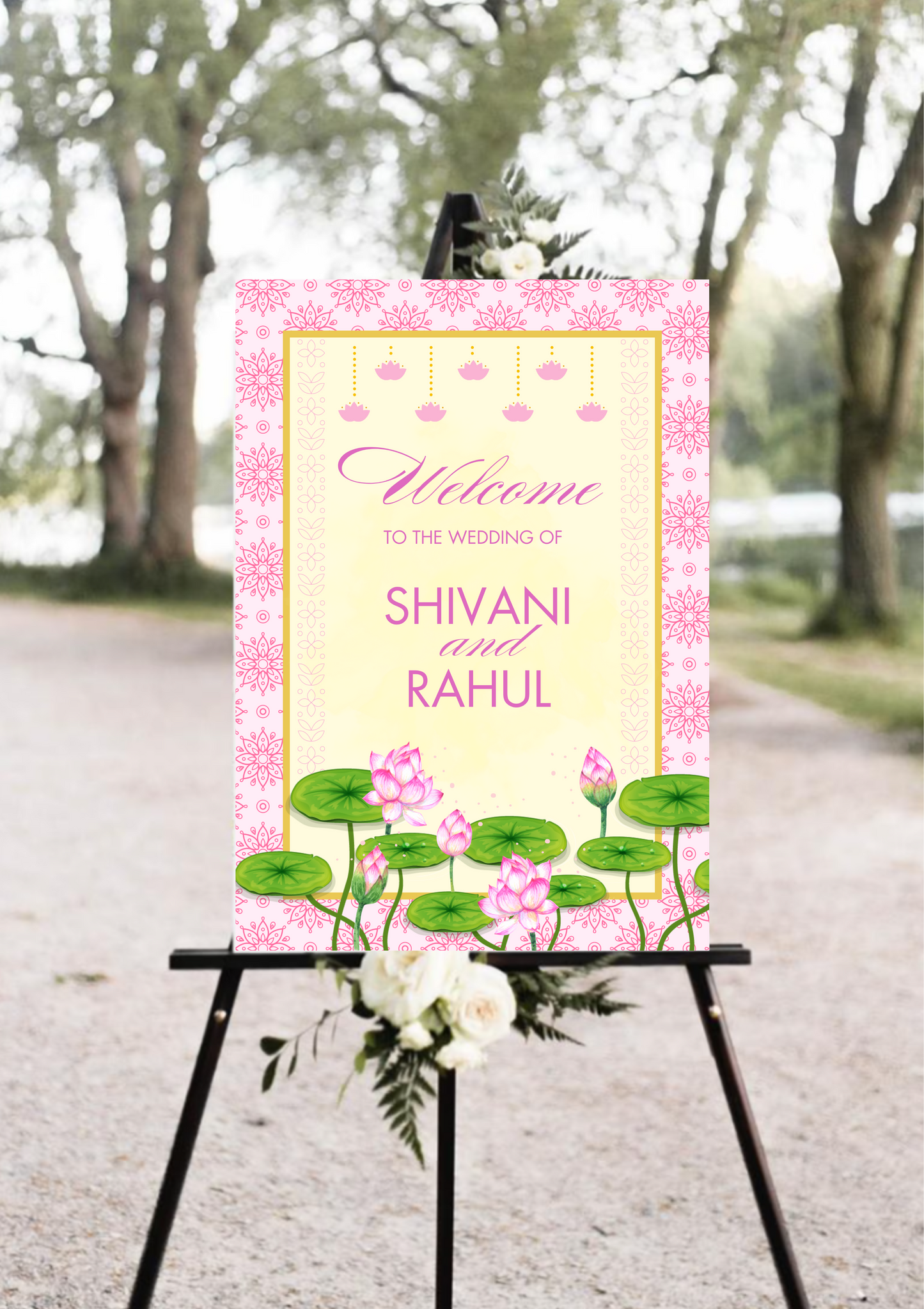 Pink Lotus Wedding Sign